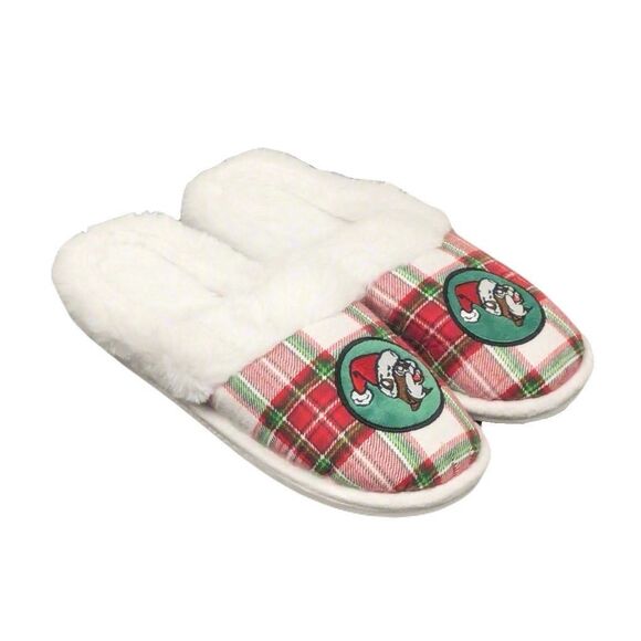 Buc-ee's Shoes - NEW Buc-ee's Womens Size 6-7 Plush Christmas Slippers Cozy Red & Green Plaid
